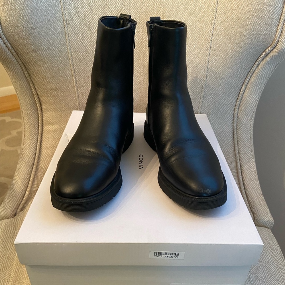 Vince Holland Black Leather Ankle Boots